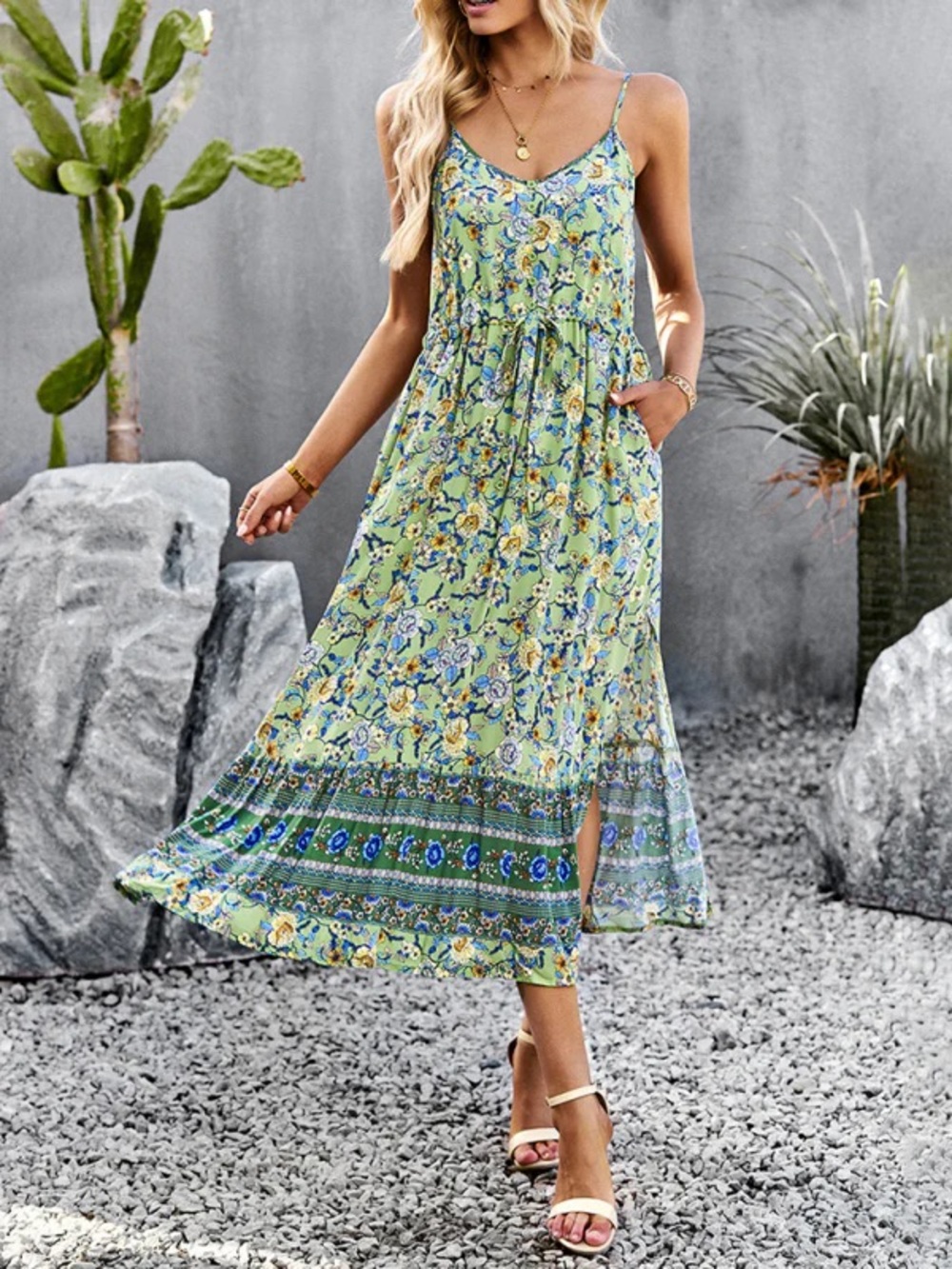 Bohemian Summer Spaghetti Strap Floral Dress
